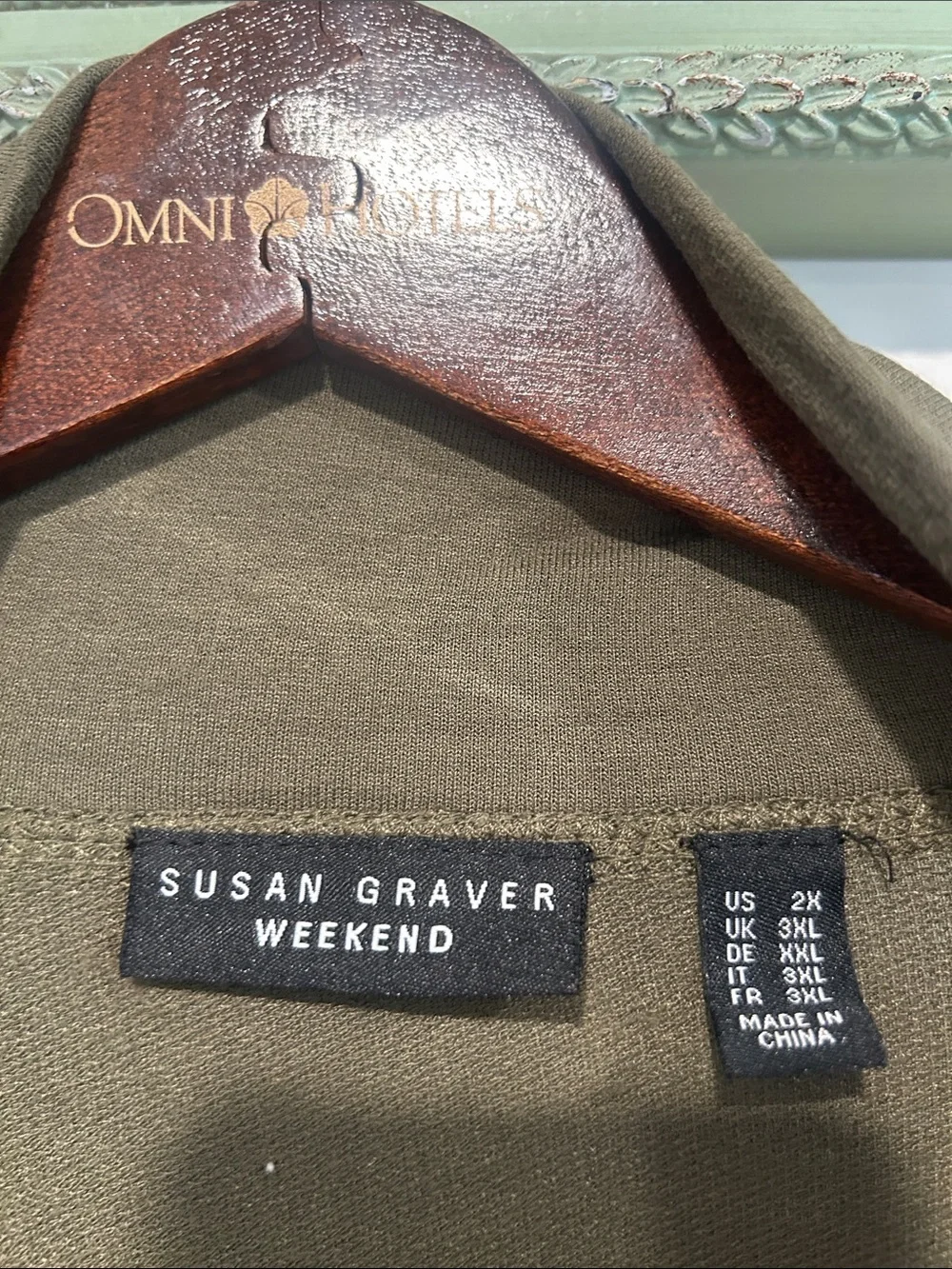 Susan Graver Olive Green Draped Open Cardigan Womens plus size 2X top